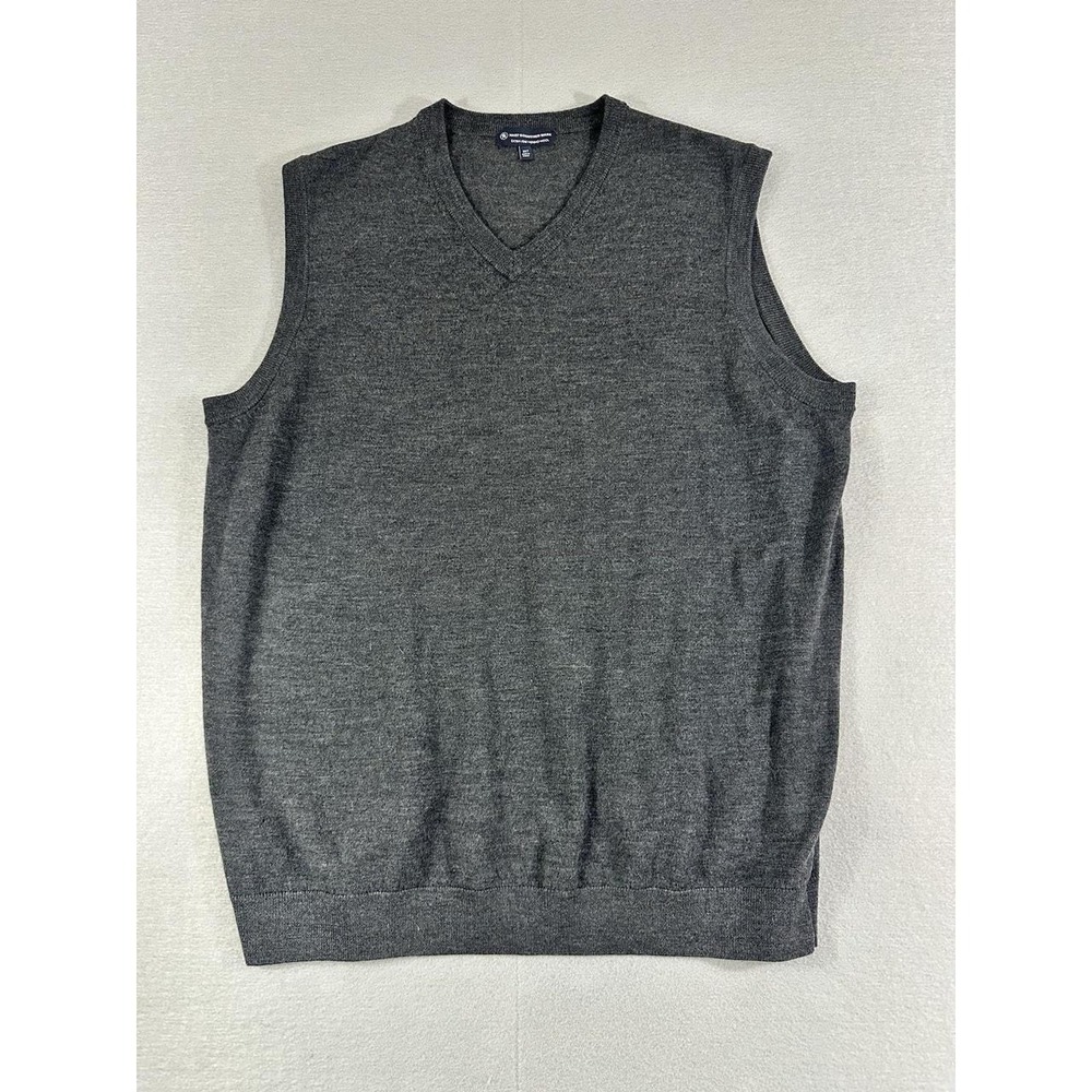 Hart Schaffner Marx Mens 2XT Charcoal Gray Extra Fine Merino Wool Sweater Vest